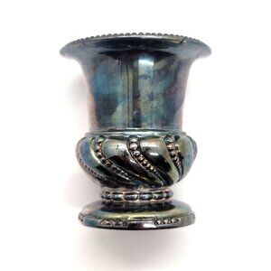 Vintage Ronson Styled Weighted Silver-Plated Crown Swirl Beaded Cigarette Cup
